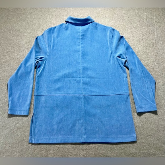 Jessica Holbrook Blue Faux Suede Jacket Small Button Front 2-Pocket - Picture 4 of 4